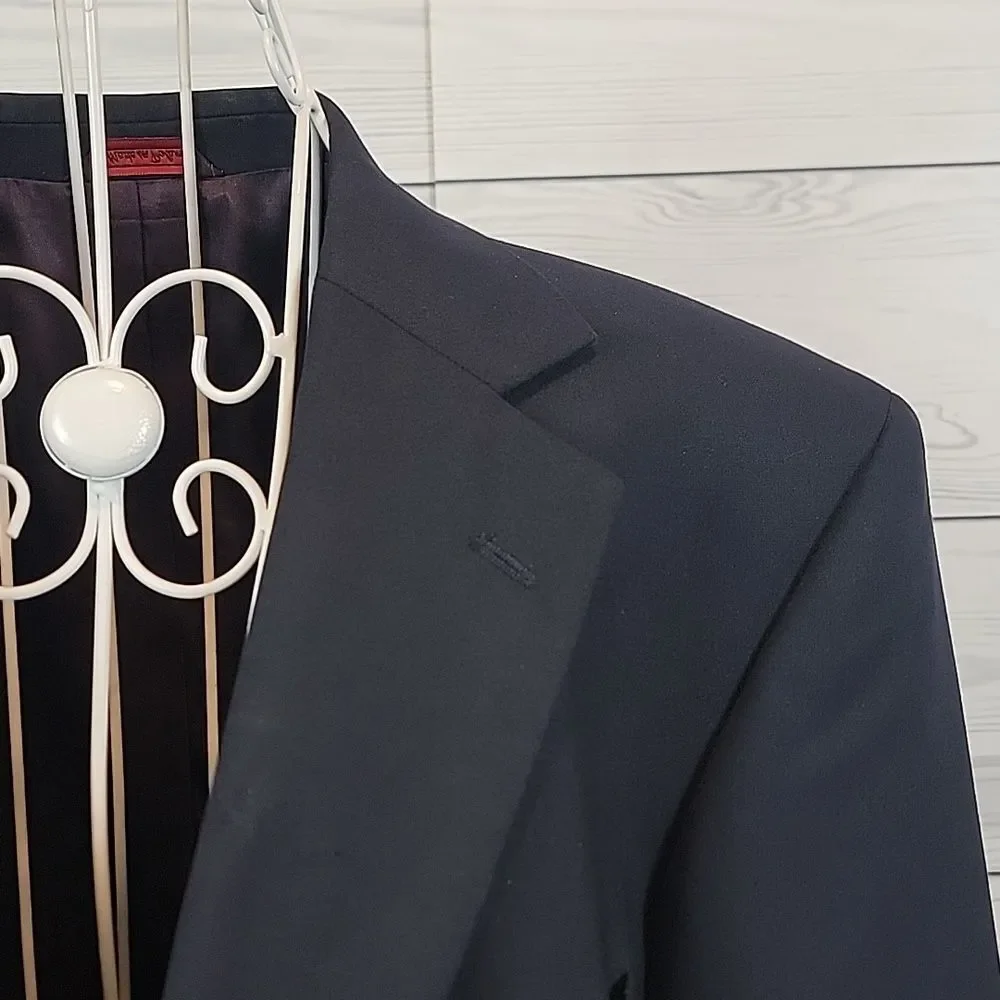 Saville Row Classic Navy Blazer 100% Wool Mens Size 41 R